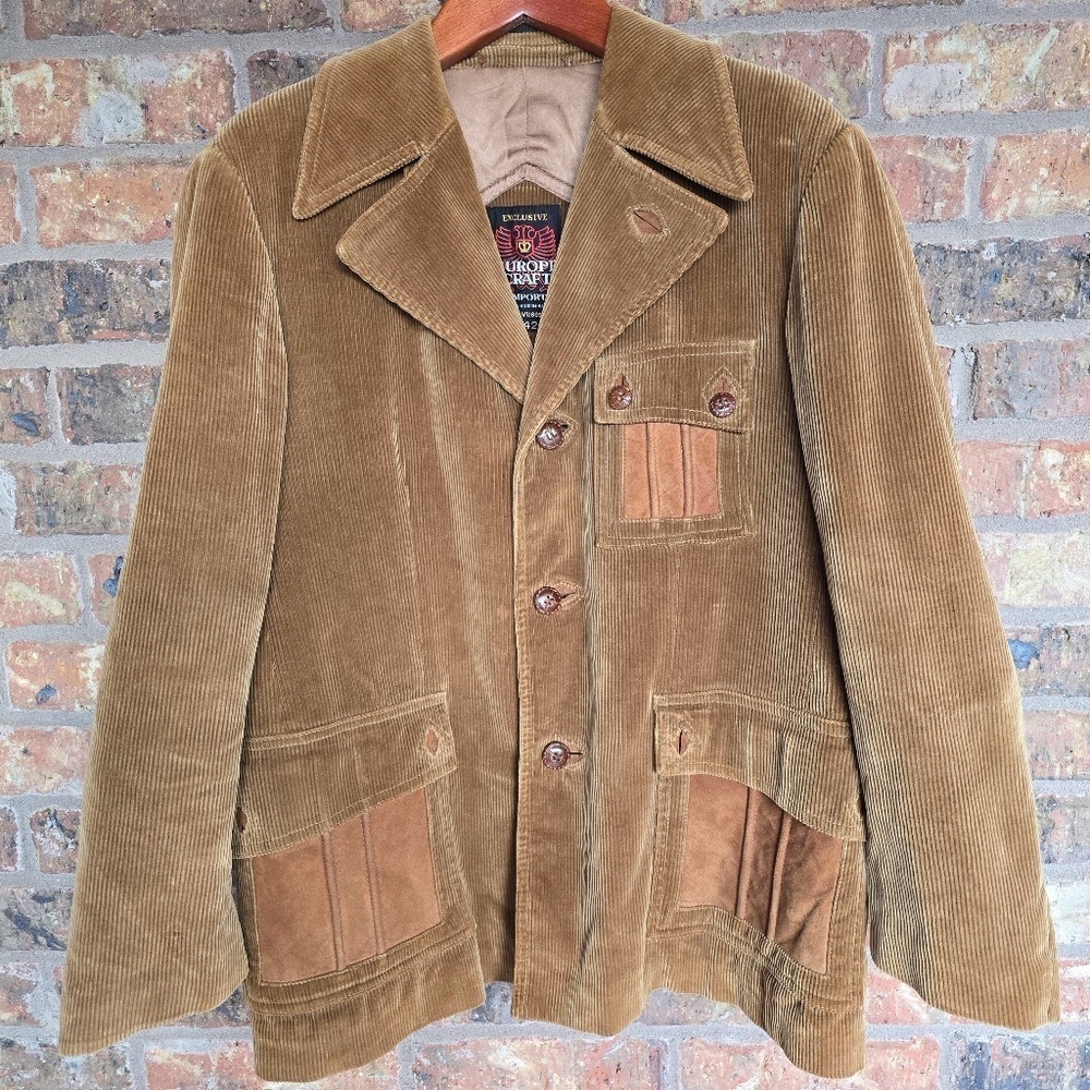 Vintage 70’s Europe Craft Wide-Wale Corduroy Coat Mens Size 42